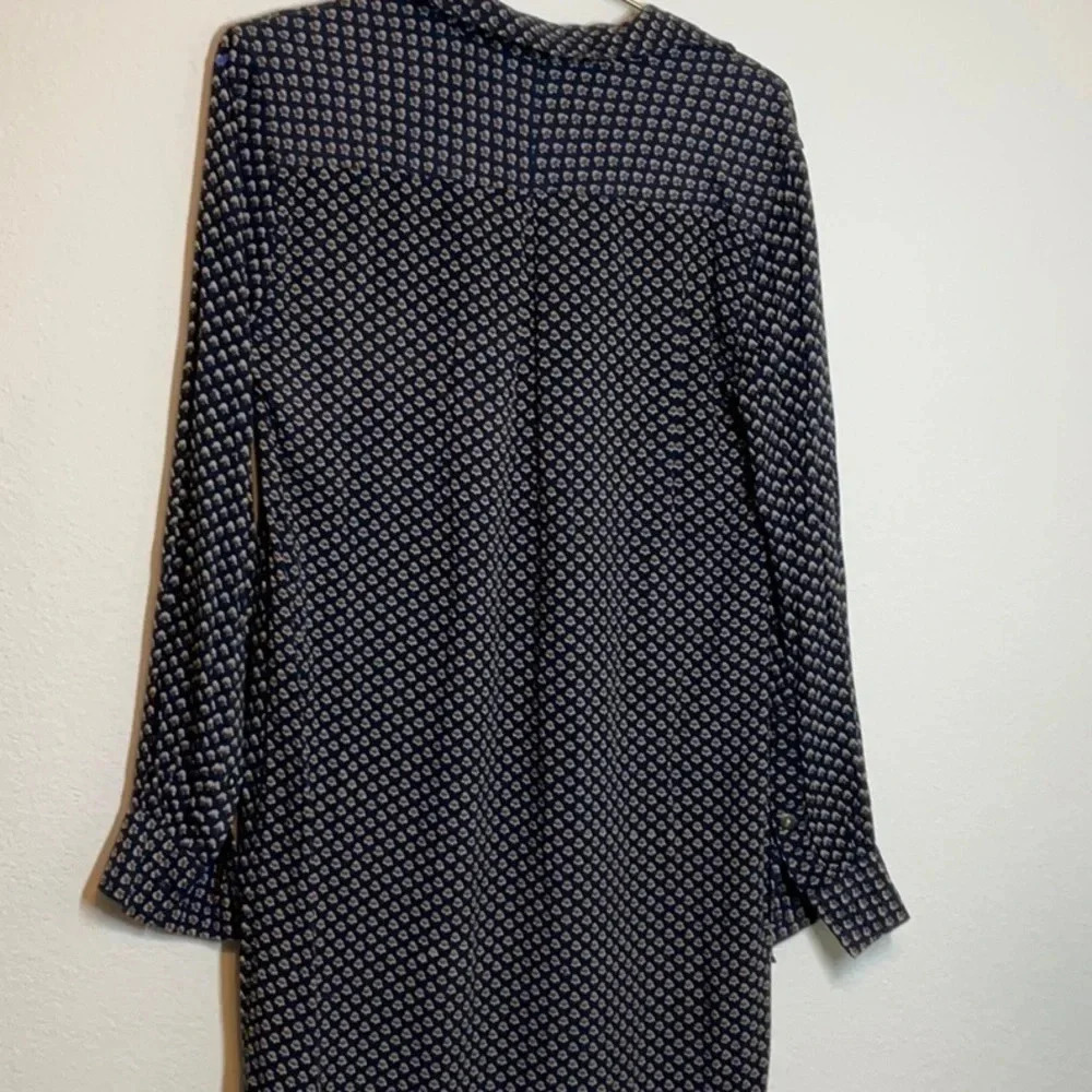 Brooklyn Industries V Neck Tunic Dress Navy Print SMALL - Picture 4 of 12